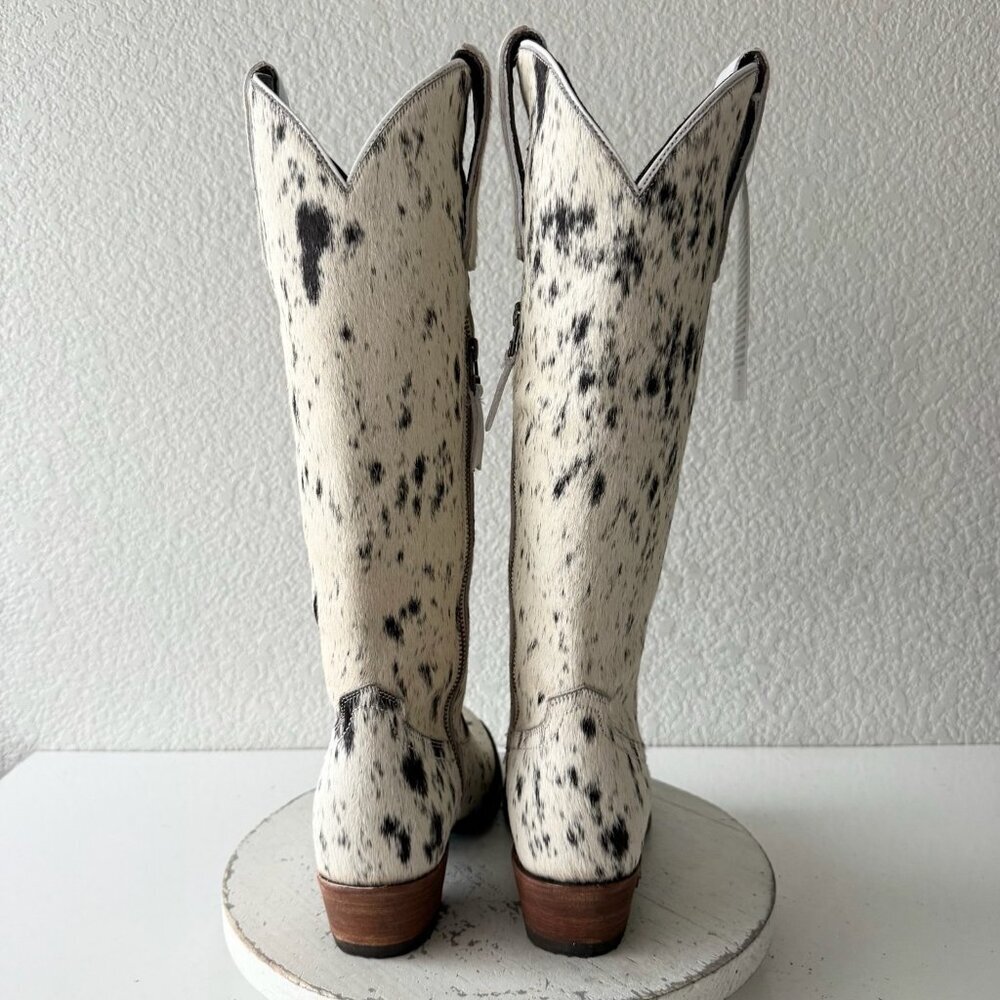 Lane Boots Womens Cowhide Cowboy Boots Tall Black Western Cow Skin Size 7.5 NEW - Picture 3 of 13